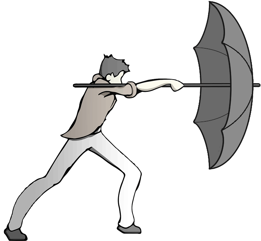 Sin using an umbrella